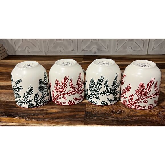 Bee & Willow Vail Pine Ceramic Holiday Ceramic Mugs 12 oz Set of 4 - Picture 2 of 5